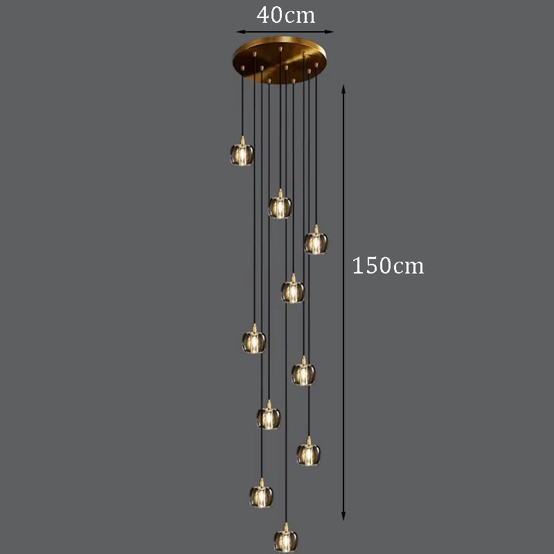 Modern bubble crystal lamp with 10 heads, 40cm diameter, adjustable 150cm height, ironware and crystal design