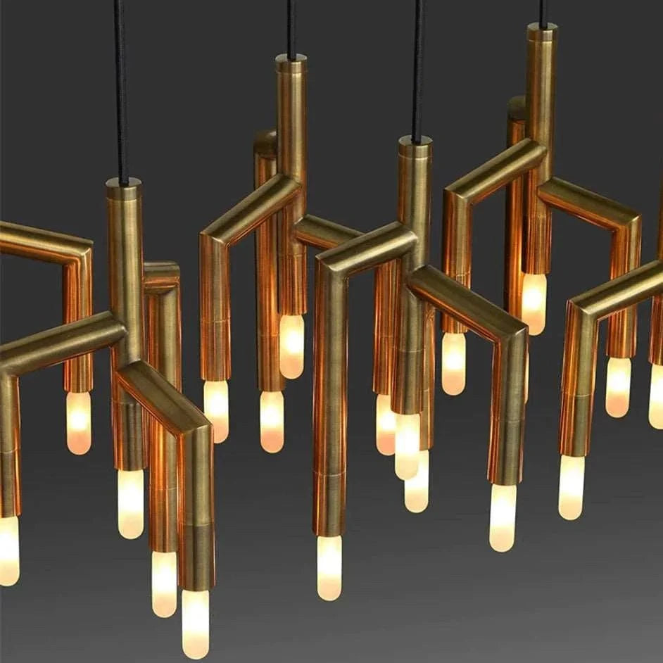 Modern tree branch dining room ceiling light fixture with G9 LED bulbs in gold, chrome, or black.