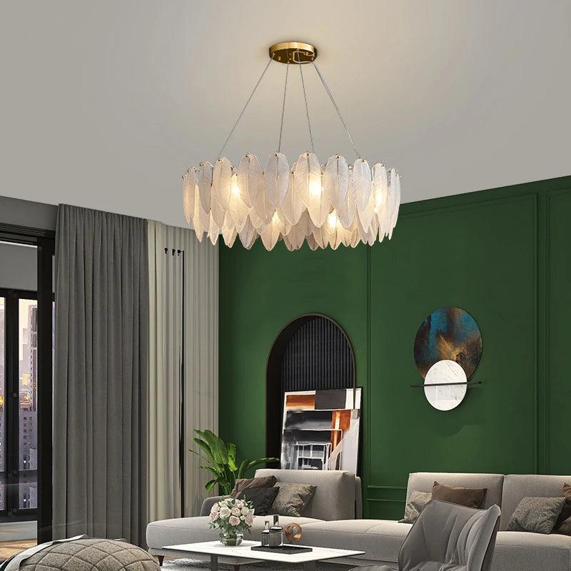 Feather Glass Chandelier