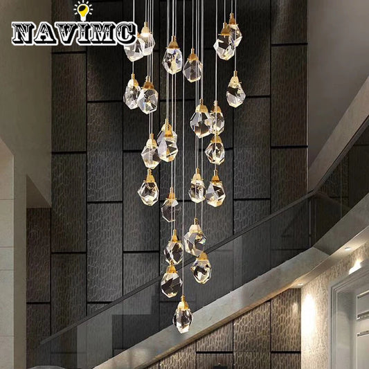 Crystal Stone Staircase Chandelier