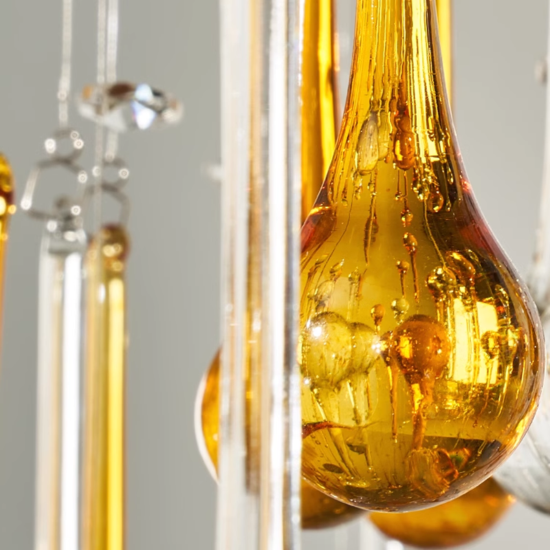 Close-up of Pangli Ceiling Lamp with water drop crystals.