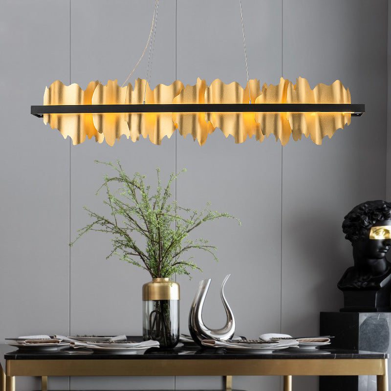 Metal Sheet Long Crystal Chandelier
