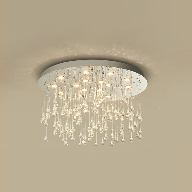 Pangli Ceiling Lamp with K9 crystal water drops, modern design, various sizes.