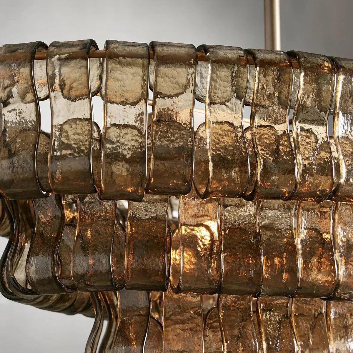 Ghiaccio Glass Oval Chandelier with textured glass design, suitable for dining and living spaces.