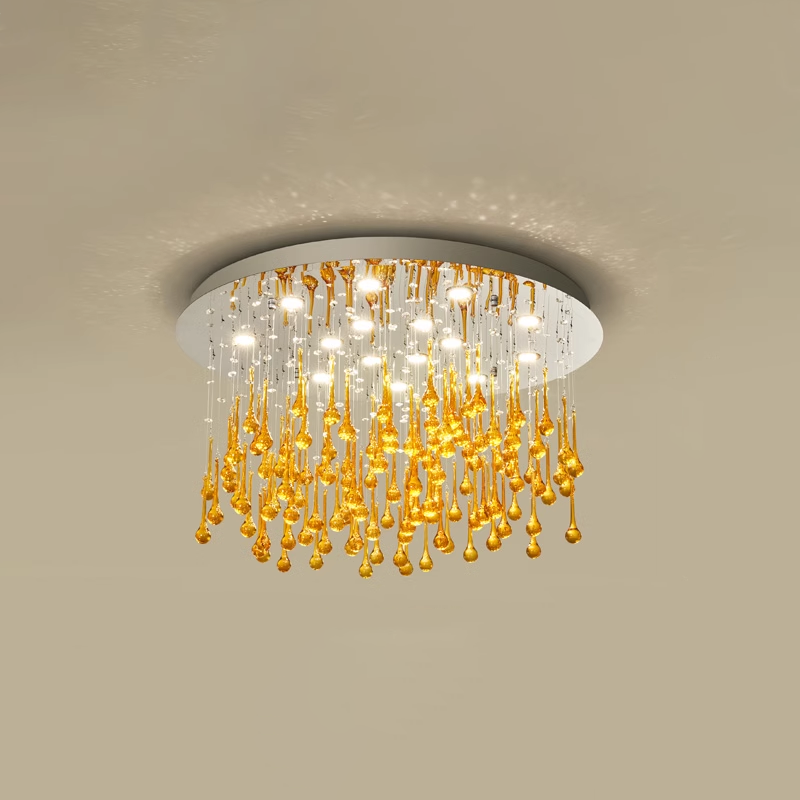 Pangli Ceiling Lamp with golden water drop design, modern surface mount.