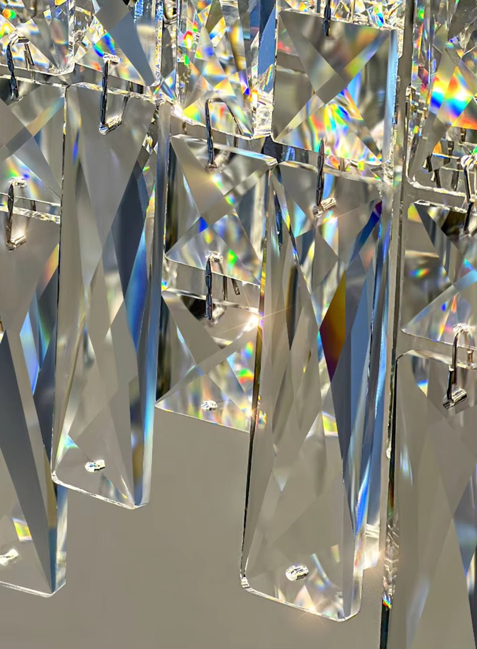 Modern long dining room crystal chandelier