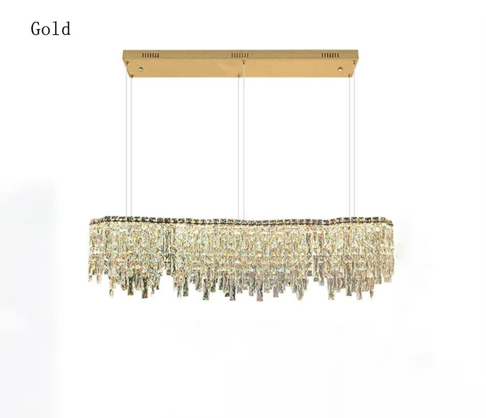 Modern long dining room crystal chandelier