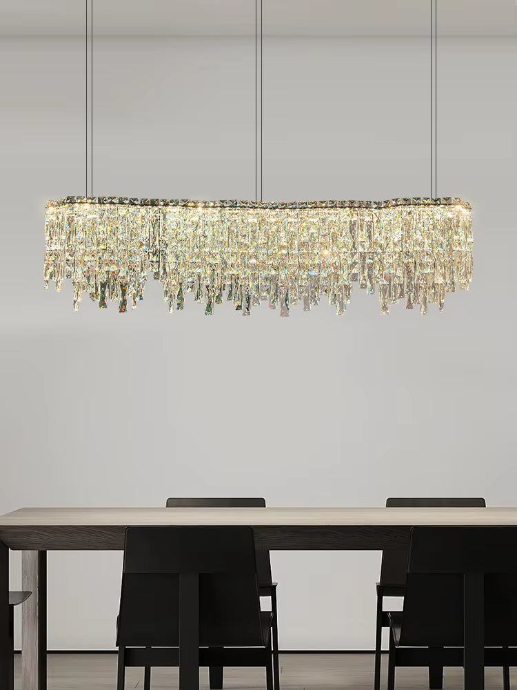 Modern long dining room crystal chandelier