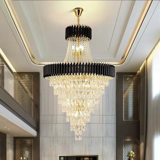 Large tubular crystal chandelier