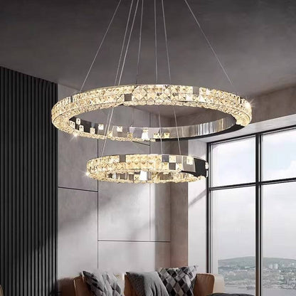 Mosaic crystal chandelier