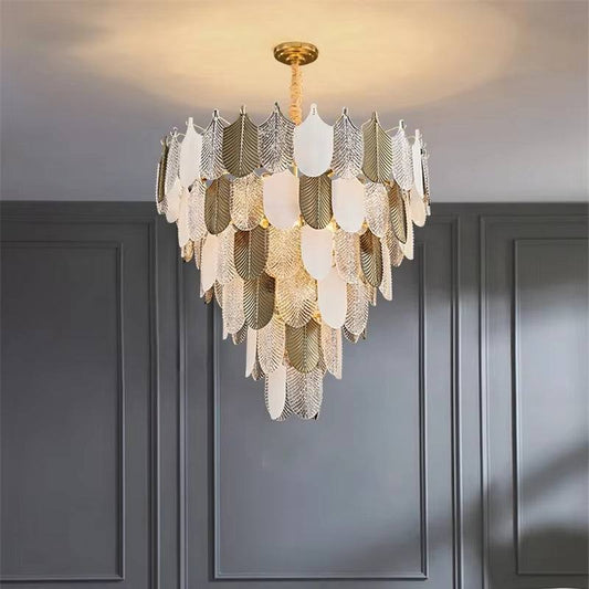 Glass leaf chandelier