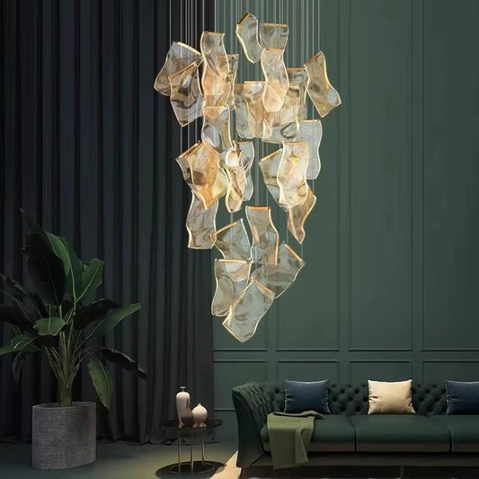 Modern Light Guide LED pendant light with aluminum and acrylic design in elegant living room setting
