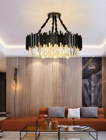 Modern black crystal chandelier