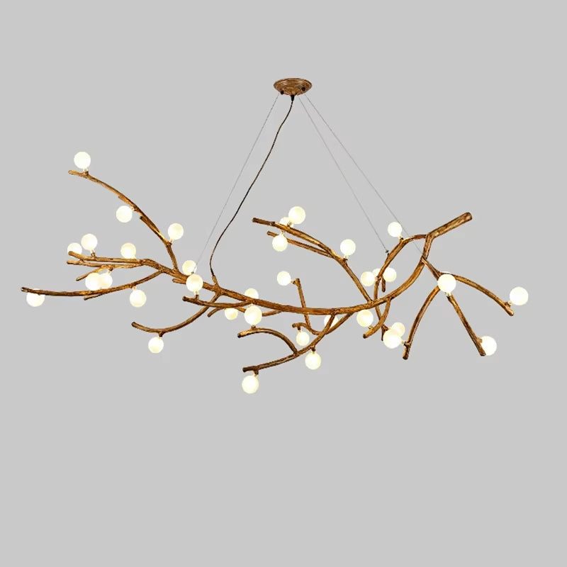 modern tree branch chandelier with 42 frosted glass lights and adjustable hanging wire