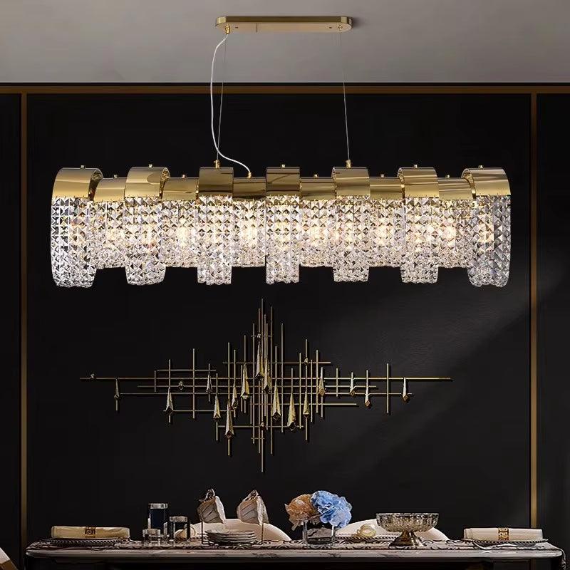 Long golden flower bud chandelier