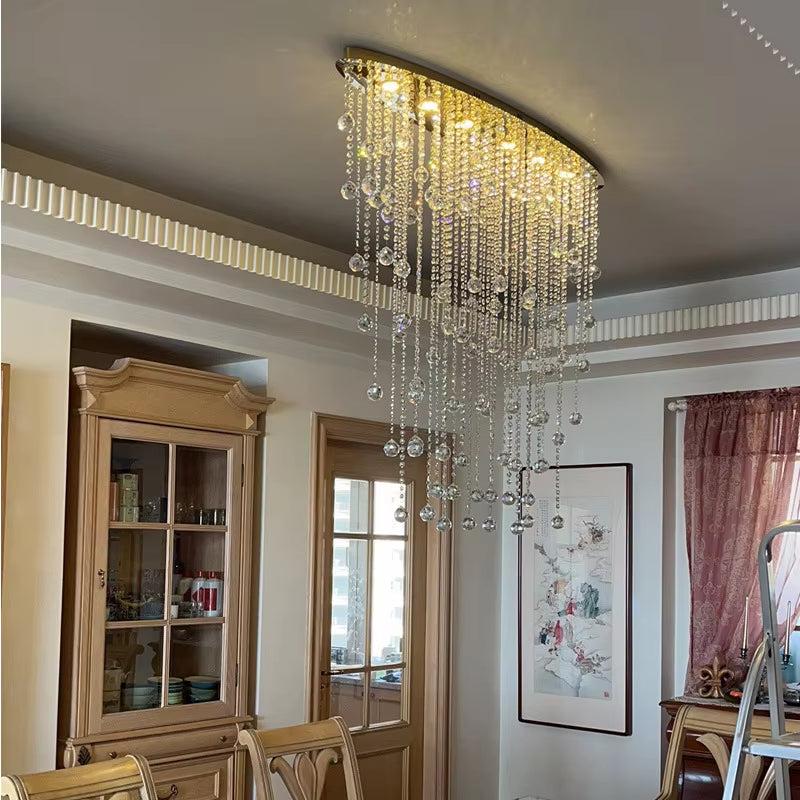 Oval curtain crystal lamp