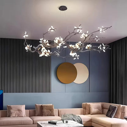 All-Copper Creative LED branch chandelier with black copper and stone design lighting warm and cool white G9 bulbs