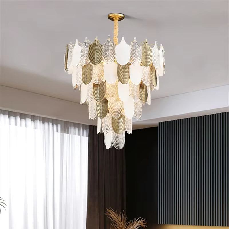 Glass leaf chandelier