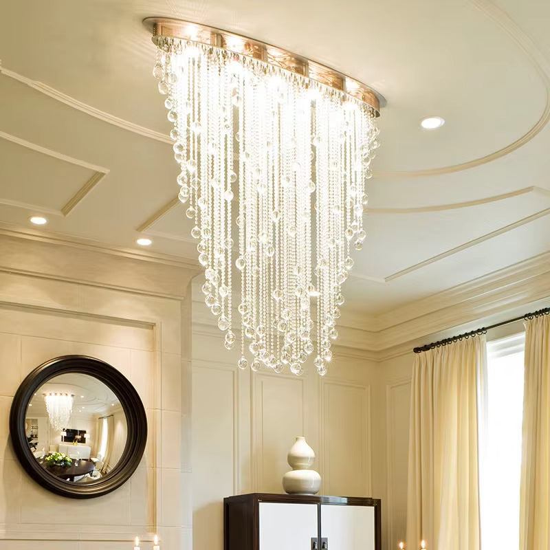 Oval curtain crystal lamp