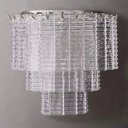 Smoke Crystal Wall Sconce with stainless steel and transparent crystal design.