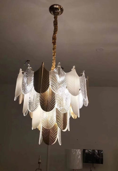 Glass leaf chandelier