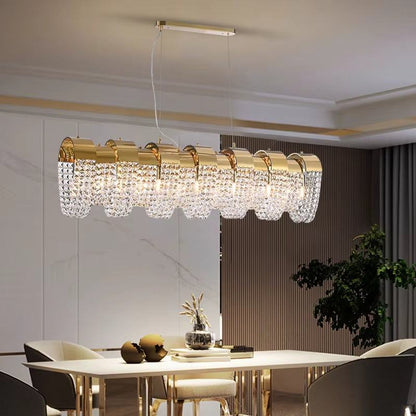 Long golden flower bud chandelier