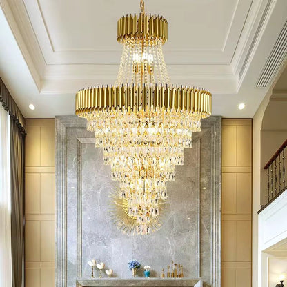 Large tubular crystal chandelier