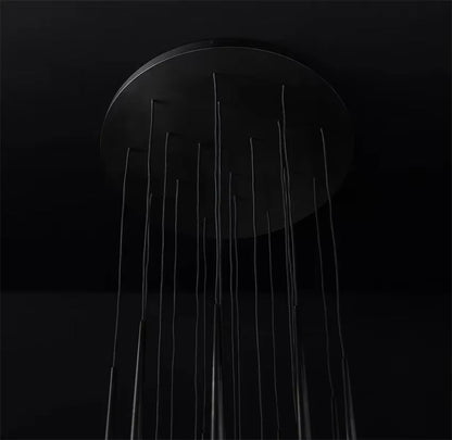 Modern conical metal chandelier with stainless steel and crystal design, LED warm and cold light options