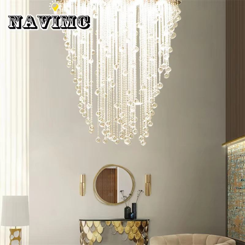 Oval curtain crystal lamp