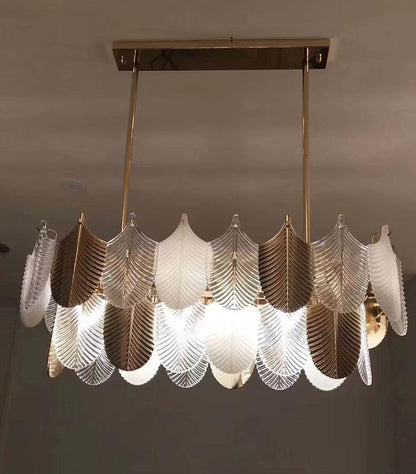 Glass leaf chandelier