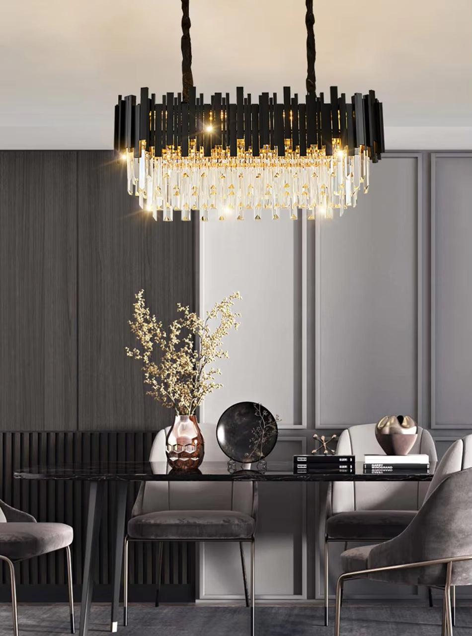 Modern black crystal chandelier