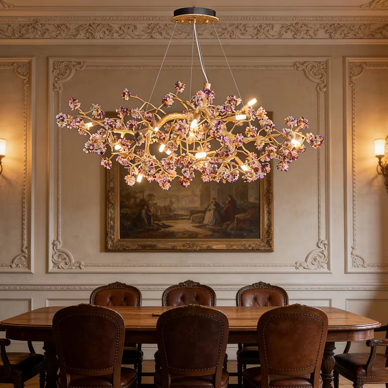 Modern natural crystal and solid brass chandelier with touch switch and dimmable LED lighting