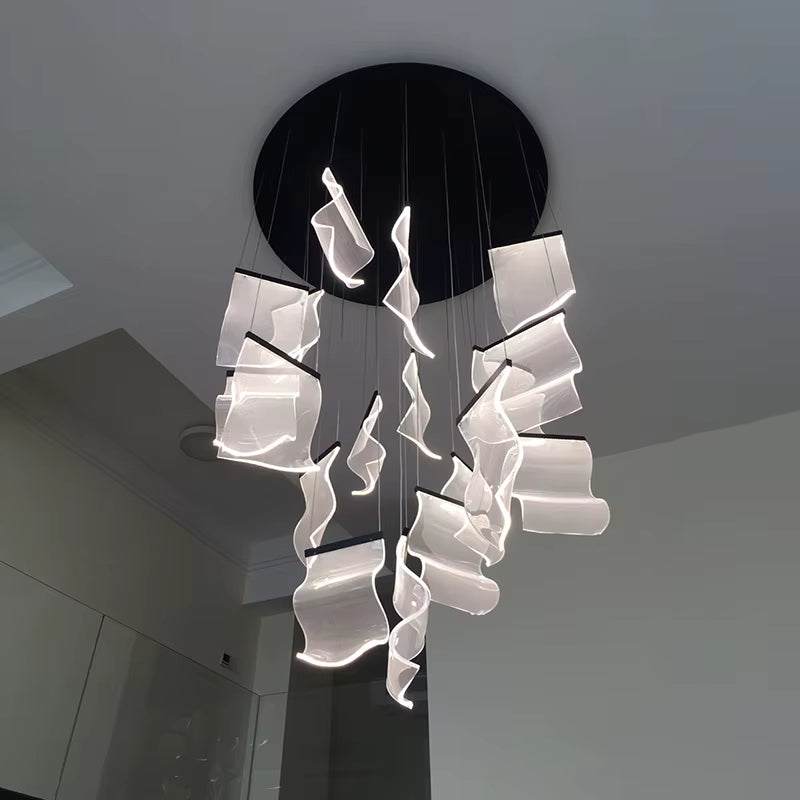 Modern Light Guide LED pendant light with aluminum and acrylic design hanging from ceiling