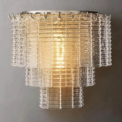 Smoke Crystal Wall Sconce with stainless steel and crystal design.