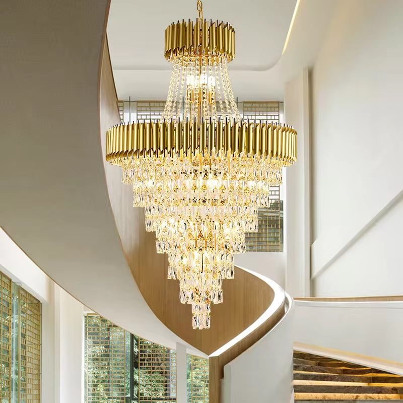 Large tubular crystal chandelier