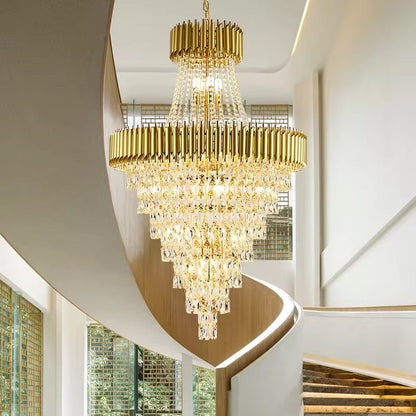 Large tubular crystal chandelier