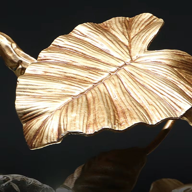 Modern brass glass leaf chandelier with copper and LED warm and cold light options