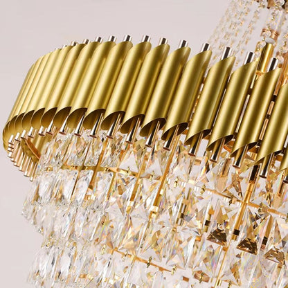 Large tubular crystal chandelier