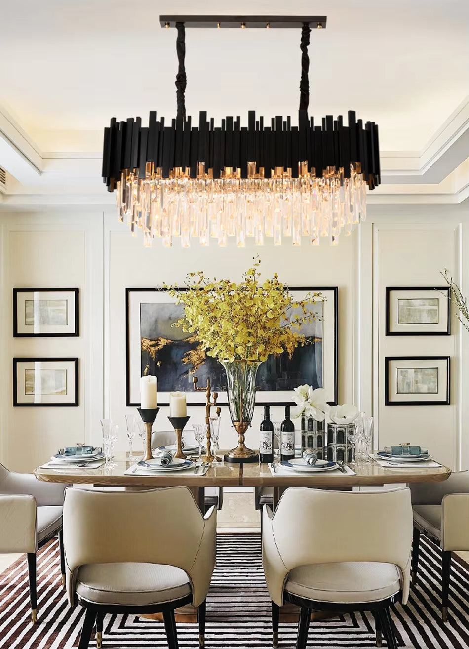 Modern black crystal chandelier