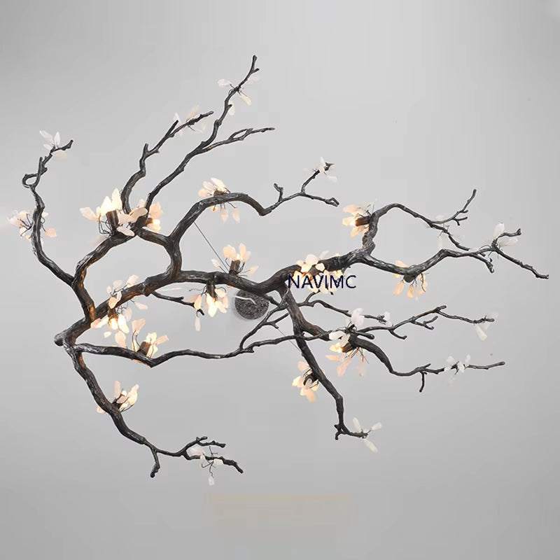 All-Copper Creative LED branch chandelier with warm and cool white G9 bulbs
