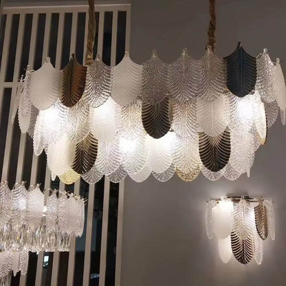 Glass leaf chandelier