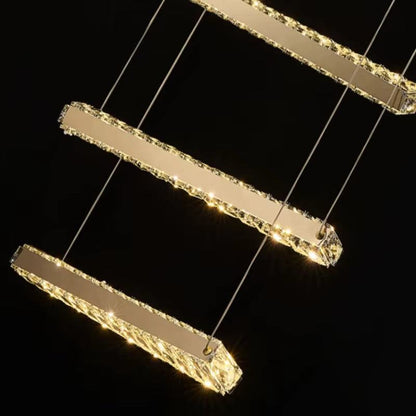 Modern spiral staircase LED chandelier with gold and glass design and RC dimmable lighting