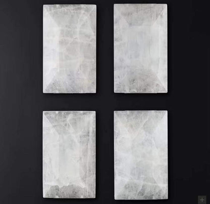 Retro American rectangular crystal chandelier with modern stainless steel and crystal design