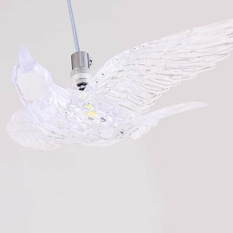 Transparent bird acrylic chandelier with LED light and stainless steel mount