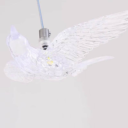Transparent bird acrylic chandelier with LED light and stainless steel mount