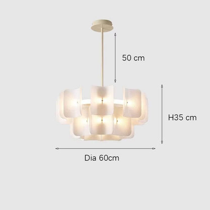 Simple white acrylic modern LED chandelier lamp with warm and cold light options