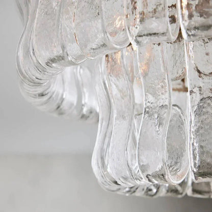Ghiaccio Glass Flushmount with antique brass and matte black finish, featuring metal and glass material.