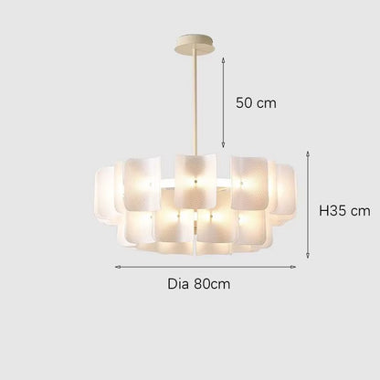 Simple white acrylic modern LED lamp with warm and cold light options, 80 cm diameter.