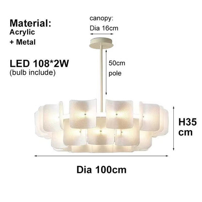 Simple white acrylic and metal LED ceiling lamp with modern design and 100cm diameter