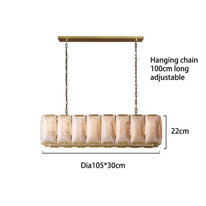 Retro American rectangular crystal chandelier with adjustable 100cm hanging chain and warm/cool LED light options